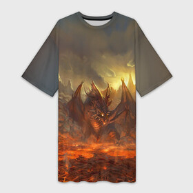 Платье-футболка 3D с принтом Fire Dragon в Тюмени,  |  | goddess of destruction | line age | line age ii | lineage ii | линейка