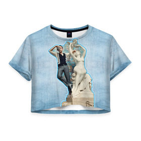 Женская футболка 3D укороченная с принтом Райан Гослинг_11 в Тюмени, 100% полиэстер | круглая горловина, длина футболки до линии талии, рукава с отворотами | Тематика изображения на принте: ryan gosling | актер | райан гослинг