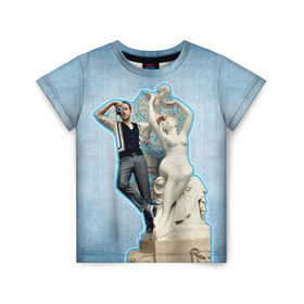 Детская футболка 3D с принтом Райан Гослинг_11 в Тюмени, 100% гипоаллергенный полиэфир | прямой крой, круглый вырез горловины, длина до линии бедер, чуть спущенное плечо, ткань немного тянется | Тематика изображения на принте: ryan gosling | актер | райан гослинг