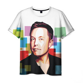 Мужская футболка 3D с принтом Илон Маск в Тюмени, 100% полиэфир | прямой крой, круглый вырез горловины, длина до линии бедер | elon musk | тесла