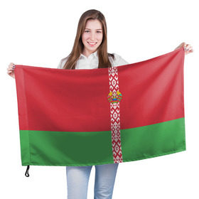 Флаг 3D с принтом Белоруссия, лента с гербом в Тюмени, 100% полиэстер | плотность ткани — 95 г/м2, размер — 67 х 109 см. Принт наносится с одной стороны | belarus | byelorussia | беларусь | белорус | белоруссия | белорусский | минск | республика | флаг