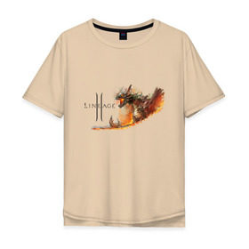 Мужская футболка хлопок Oversize с принтом Fire Dragon в Тюмени, 100% хлопок | свободный крой, круглый ворот, “спинка” длиннее передней части | goddess of destruction | line age | line age ii | lineage ii | линейка