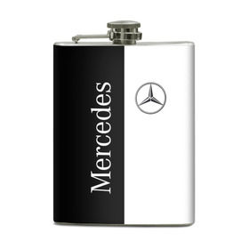 Фляга с принтом Mercedes в Тюмени, металлический корпус | емкость 0,22 л, размер 125 х 94 мм. Виниловая наклейка запечатывается полностью | Тематика изображения на принте: benz | mercedes | авто | автомобиль | бенз | мерседес