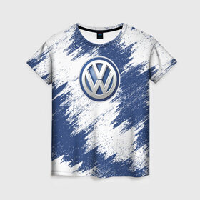 Женская футболка 3D с принтом Volkswagen в Тюмени, 100% полиэфир ( синтетическое хлопкоподобное полотно) | прямой крой, круглый вырез горловины, длина до линии бедер | auto | car | race | volkswagen | авто | гонки | краска | краски | марка | машина | фольксваген | фольтсваген