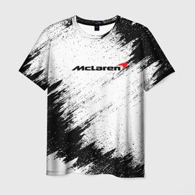Мужская футболка 3D с принтом McLaren в Тюмени, 100% полиэфир | прямой крой, круглый вырез горловины, длина до линии бедер | Тематика изображения на принте: auto | car | mclaren | race | авто | гонки | краска | краски | макларен | марка | машина