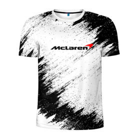 Мужская футболка 3D спортивная с принтом McLaren в Тюмени, 100% полиэстер с улучшенными характеристиками | приталенный силуэт, круглая горловина, широкие плечи, сужается к линии бедра | auto | car | mclaren | race | авто | гонки | краска | краски | макларен | марка | машина