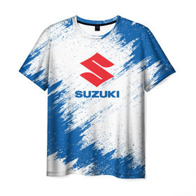 Мужская футболка 3D с принтом Suzuki в Тюмени, 100% полиэфир | прямой крой, круглый вырез горловины, длина до линии бедер | auto | car | race | suzuki | авто | гонки | краска | краски | марка | машина | сузуки