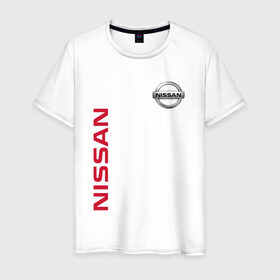 Мужская футболка хлопок с принтом Nissan в Тюмени, 100% хлопок | прямой крой, круглый вырез горловины, длина до линии бедер, слегка спущенное плечо. | Тематика изображения на принте: motor | nissan | авто | лого | машина | ниссан | тачка