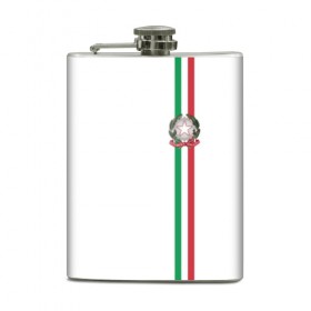 Фляга с принтом Италия, лента с гербом в Тюмени, металлический корпус | емкость 0,22 л, размер 125 х 94 мм. Виниловая наклейка запечатывается полностью | 