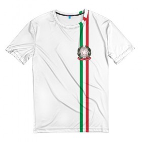 Мужская футболка 3D с принтом Италия, лента с гербом в Тюмени, 100% полиэфир | прямой крой, круглый вырез горловины, длина до линии бедер | Тематика изображения на принте: 
