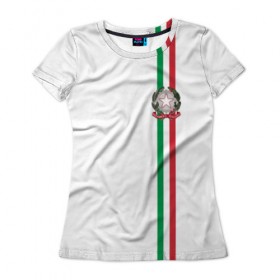Женская футболка 3D с принтом Италия, лента с гербом в Тюмени, 100% полиэфир ( синтетическое хлопкоподобное полотно) | прямой крой, круглый вырез горловины, длина до линии бедер | 