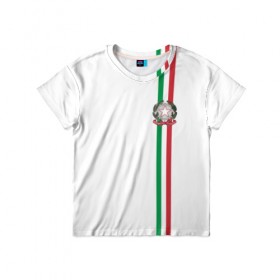 Детская футболка 3D с принтом Италия, лента с гербом в Тюмени, 100% гипоаллергенный полиэфир | прямой крой, круглый вырез горловины, длина до линии бедер, чуть спущенное плечо, ткань немного тянется | 