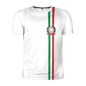 Мужская футболка 3D спортивная с принтом Италия, лента с гербом в Тюмени, 100% полиэстер с улучшенными характеристиками | приталенный силуэт, круглая горловина, широкие плечи, сужается к линии бедра | Тематика изображения на принте: 