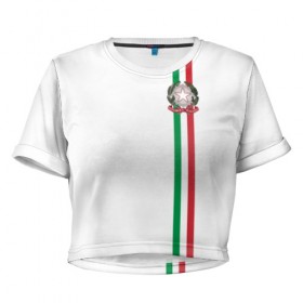 Женская футболка 3D укороченная с принтом Италия, лента с гербом в Тюмени, 100% полиэстер | круглая горловина, длина футболки до линии талии, рукава с отворотами | 