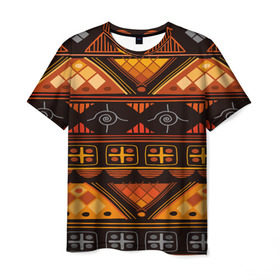 Мужская футболка 3D с принтом Aztec ornament в Тюмени, 100% полиэфир | прямой крой, круглый вырез горловины, длина до линии бедер | aztec | geometry | pattern | symbol | world | ацтек | геометрия | народный | орнамент | символы | узор | этника | этнический
