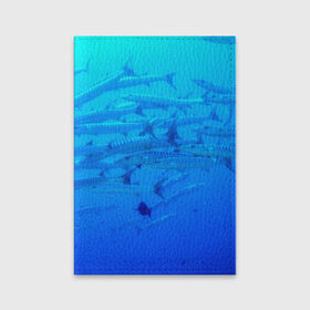 Обложка для паспорта матовая кожа с принтом Морская фауна в Тюмени, натуральная матовая кожа | размер 19,3 х 13,7 см; прозрачные пластиковые крепления | Тематика изображения на принте: fish | fishes | pisces | море | морские обитатели | морской | океан | рыбы