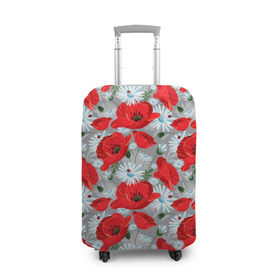 Чехол для чемодана 3D с принтом Маки в Тюмени, 86% полиэфир, 14% спандекс | двустороннее нанесение принта, прорези для ручек и колес | маки | цветы