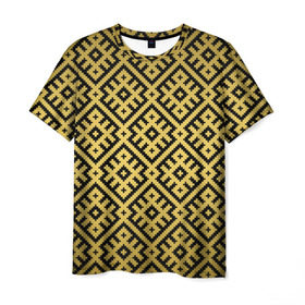 Мужская футболка 3D с принтом Обережная Вышивка в Тюмени, 100% полиэфир | прямой крой, круглый вырез горловины, длина до линии бедер | Тематика изображения на принте: орнамент | русь | узоры