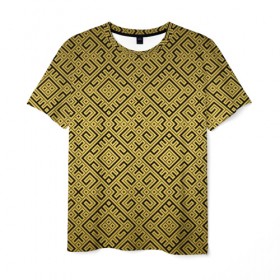 Мужская футболка 3D с принтом Обережная Вышивка в Тюмени, 100% полиэфир | прямой крой, круглый вырез горловины, длина до линии бедер | орнамент | русь | узоры