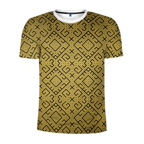 Мужская футболка 3D спортивная с принтом Обережная Вышивка в Тюмени, 100% полиэстер с улучшенными характеристиками | приталенный силуэт, круглая горловина, широкие плечи, сужается к линии бедра | орнамент | русь | узоры