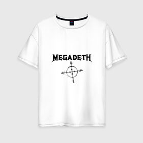 Женская футболка хлопок Oversize с принтом Megadeth в Тюмени, 100% хлопок | свободный крой, круглый ворот, спущенный рукав, длина до линии бедер
 | megadet | megadeth | группа | дирк вербурен | дэвид эллефсон | дэйв мастейн | кико лоурейро | мегадет | мегадетх | метал | рок | трэш | трэшметал | тяжелый | хард | хардрок | хеви | хевиметал