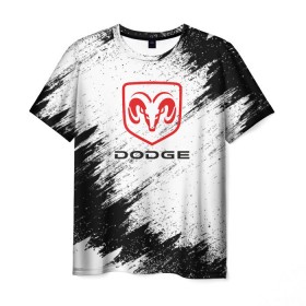 Мужская футболка 3D с принтом DODGE в Тюмени, 100% полиэфир | прямой крой, круглый вырез горловины, длина до линии бедер | Тематика изображения на принте: car | dodge |  auto | авто | додж | машина