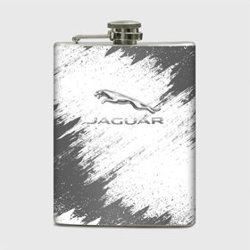 Фляга с принтом JAGUAR в Тюмени, металлический корпус | емкость 0,22 л, размер 125 х 94 мм. Виниловая наклейка запечатывается полностью | auto | car | jaguar | race | авто | гонки | краска | краски | марка | машина | ягуар