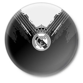 Значок с принтом Real Madrid abstract original в Тюмени,  металл | круглая форма, металлическая застежка в виде булавки | Тематика изображения на принте: football | soccer | реал мадрид