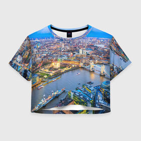 Женская футболка 3D укороченная с принтом Лондон в Тюмени, 100% полиэстер | круглая горловина, длина футболки до линии талии, рукава с отворотами | england | london | англия | великобритания | город | европа | королевство | лондон | мегаполис | путешествие | столица | туризм