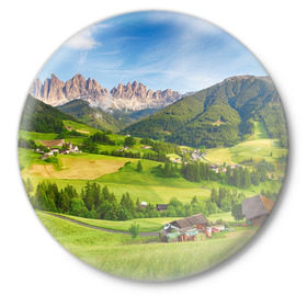 Значок с принтом Альпы в Тюмени,  металл | круглая форма, металлическая застежка в виде булавки | австрия | альпы | германия | горный хребет | горы | италия | красота | лес | лихтенштейн | луг | пейзаж | природа | простор | раздолье | словения | франция | швейцария