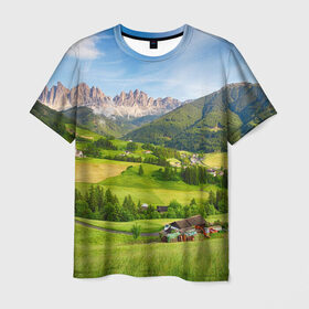 Мужская футболка 3D с принтом Альпы в Тюмени, 100% полиэфир | прямой крой, круглый вырез горловины, длина до линии бедер | Тематика изображения на принте: австрия | альпы | германия | горный хребет | горы | италия | красота | лес | лихтенштейн | луг | пейзаж | природа | простор | раздолье | словения | франция | швейцария