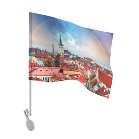Флаг для автомобиля с принтом Таллин (Эстония) в Тюмени, 100% полиэстер | Размер: 30*21 см | estonia | tallin | город | европа | путешествие | таллин | туризм | эстония