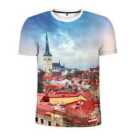Мужская футболка 3D спортивная с принтом Таллин (Эстония) в Тюмени, 100% полиэстер с улучшенными характеристиками | приталенный силуэт, круглая горловина, широкие плечи, сужается к линии бедра | estonia | tallin | город | европа | путешествие | таллин | туризм | эстония