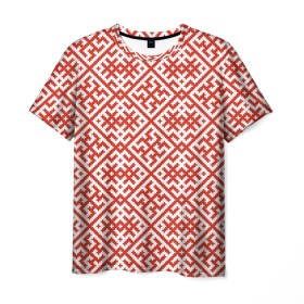 Мужская футболка 3D с принтом Духобор (Обережная Вышивка) в Тюмени, 100% полиэфир | прямой крой, круглый вырез горловины, длина до линии бедер | Тематика изображения на принте: орнамент | русь | узоры