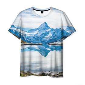 Мужская футболка 3D с принтом Альпы в Тюмени, 100% полиэфир | прямой крой, круглый вырез горловины, длина до линии бедер | Тематика изображения на принте: австрия | альпийские горы | альпийский хребет | альпы | германия | горное озеро | горные лыжи | европа | италия | лихтенштейн | пейзаж | природа | словения | сноуборд | франция | швейцария