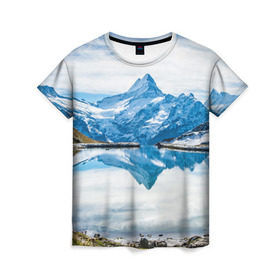 Женская футболка 3D с принтом Альпы в Тюмени, 100% полиэфир ( синтетическое хлопкоподобное полотно) | прямой крой, круглый вырез горловины, длина до линии бедер | Тематика изображения на принте: австрия | альпийские горы | альпийский хребет | альпы | германия | горное озеро | горные лыжи | европа | италия | лихтенштейн | пейзаж | природа | словения | сноуборд | франция | швейцария