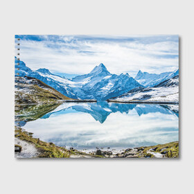 Альбом для рисования с принтом Альпы в Тюмени, 100% бумага
 | матовая бумага, плотность 200 мг. | Тематика изображения на принте: австрия | альпийские горы | альпийский хребет | альпы | германия | горное озеро | горные лыжи | европа | италия | лихтенштейн | пейзаж | природа | словения | сноуборд | франция | швейцария