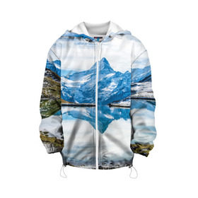 Детская куртка 3D с принтом Альпы в Тюмени, 100% полиэстер | застежка — молния, подол и капюшон оформлены резинкой с фиксаторами, по бокам — два кармана без застежек, один потайной карман на груди, плотность верхнего слоя — 90 г/м2; плотность флисового подклада — 260 г/м2 | Тематика изображения на принте: австрия | альпийские горы | альпийский хребет | альпы | германия | горное озеро | горные лыжи | европа | италия | лихтенштейн | пейзаж | природа | словения | сноуборд | франция | швейцария