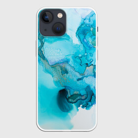 Чехол для iPhone 13 mini с принтом Лазурные краски в Тюмени,  |  | abstraction | color | spray | tie dye | абстракция | акварель | брызги красок | живопись | искусство | капли капли | краски | текстуры | цветные краски | яркие цвета