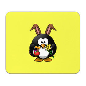 Коврик прямоугольный с принтом Пасхальный пингвин в Тюмени, натуральный каучук | размер 230 х 185 мм; запечатка лицевой стороны | Тематика изображения на принте: весна | кролик | пасха | пингвин | праздники | яйцо