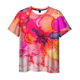 Мужская футболка 3D с принтом Весенние краски в Тюмени, 100% полиэфир | прямой крой, круглый вырез горловины, длина до линии бедер | abstraction | color | spray | tie dye | абстракция | акварель | брызги красок | живопись | искусство | капли капли | краски | текстуры | цветные краски | яркие цвета