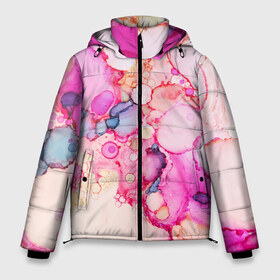 Мужская зимняя куртка 3D с принтом Абстрактные краски в Тюмени, верх — 100% полиэстер; подкладка — 100% полиэстер; утеплитель — 100% полиэстер | длина ниже бедра, свободный силуэт Оверсайз. Есть воротник-стойка, отстегивающийся капюшон и ветрозащитная планка. 

Боковые карманы с листочкой на кнопках и внутренний карман на молнии. | Тематика изображения на принте: abstraction | color | spray | tie dye | абстракция | акварель | брызги красок | живопись | искусство | капли капли | краски | текстуры | цветные краски | яркие цвета