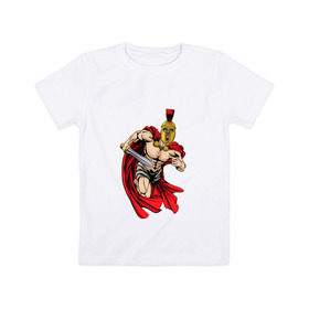 Детская футболка хлопок с принтом Римский воин в Тюмени, 100% хлопок | круглый вырез горловины, полуприлегающий силуэт, длина до линии бедер | 