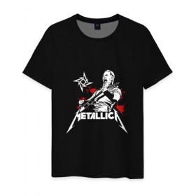 Мужская футболка хлопок с принтом Metallica в Тюмени, 100% хлопок | прямой крой, круглый вырез горловины, длина до линии бедер, слегка спущенное плечо. | m | metallica | группа | джеймс хэтфилд | кирк хэмметт | ларс ульрих | метал | металика | металлика | миталика | музыка | роберт трухильо | рок | трэш | трэшметал | хард | хардрок | хеви | хевиметал