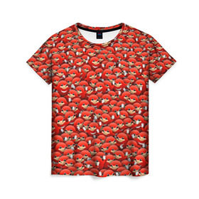 Женская футболка 3D с принтом Угандийские Наклзы в Тюмени, 100% полиэфир ( синтетическое хлопкоподобное полотно) | прямой крой, круглый вырез горловины, длина до линии бедер | sonic | ехидна | красный | мем | паттерн | персонаж | соник | толпа