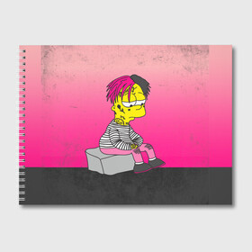 Альбом для рисования с принтом Lil peep crybaby в Тюмени, 100% бумага
 | матовая бумага, плотность 200 мг. | bart simpson | crybaby | lil peep | rip | барт симпсон | лил пип
