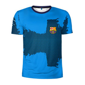 Мужская футболка 3D спортивная с принтом BARCELONA SPORT BLUE в Тюмени, 100% полиэстер с улучшенными характеристиками | приталенный силуэт, круглая горловина, широкие плечи, сужается к линии бедра | football | soccer | барселона