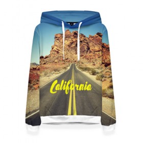 Женская толстовка 3D с принтом California collection в Тюмени, 100% полиэстер  | двухслойный капюшон со шнурком для регулировки, мягкие манжеты на рукавах и по низу толстовки, спереди карман-кенгуру с мягким внутренним слоем. | california | usa | америка | города | дороги | калифорния | природа | страны | сша