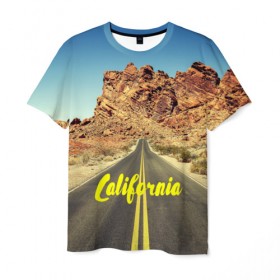 Мужская футболка 3D с принтом California collection в Тюмени, 100% полиэфир | прямой крой, круглый вырез горловины, длина до линии бедер | california | usa | америка | города | дороги | калифорния | природа | страны | сша