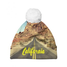 Шапка 3D c помпоном с принтом California collection в Тюмени, 100% полиэстер | универсальный размер, печать по всей поверхности изделия | california | usa | америка | города | дороги | калифорния | природа | страны | сша
